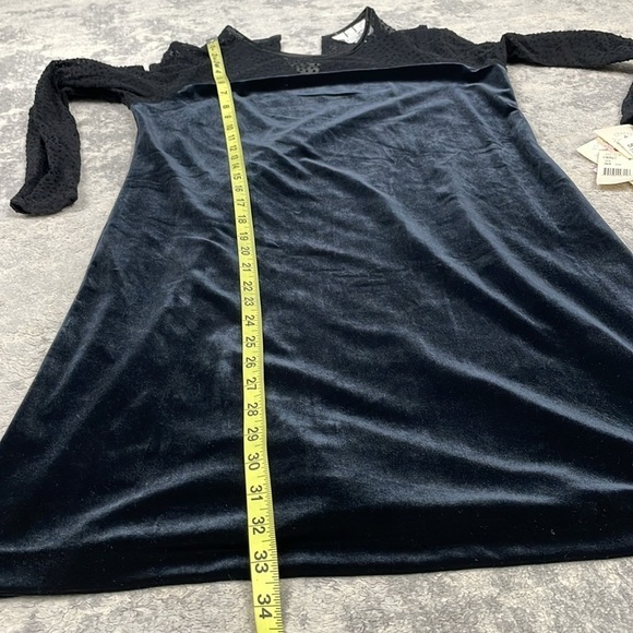 NWT Vintage RJ Collection Chelsea Rousso Velvet Swiss Dot Mesh Shift Dress Black - Picture 8 of 10